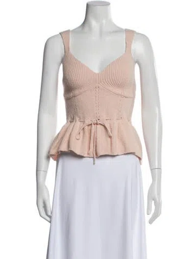 Pre-owned Staud V-neck Sleeveless Crop Top In Pink
