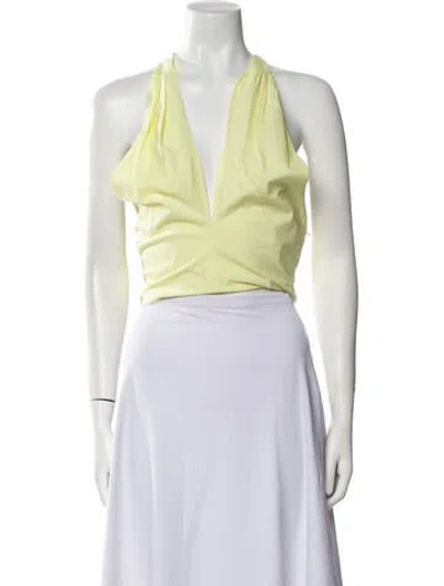 Pre-owned Staud V-neck Sleeveless Crop Top W/ Tags In Yellow