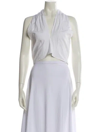 Pre-owned Staud V-neck Sleeveless Crop Top In White