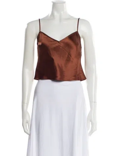 Pre-owned Staud V-neck Sleeveless Top In Brown
