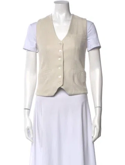 Pre-owned Staud V-neck Sleeveless Top In White