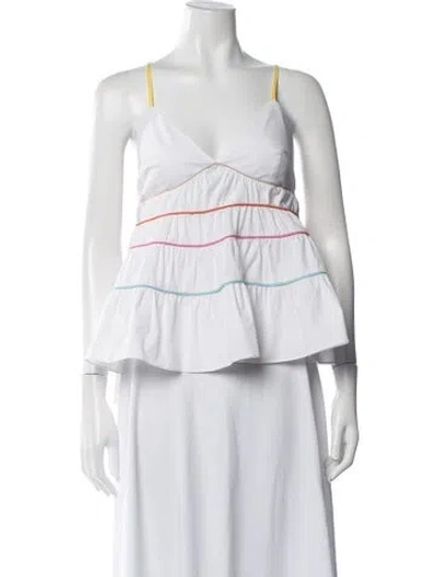 Pre-owned Staud V-neck Sleeveless Top In White