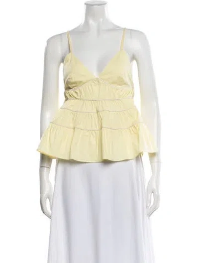 Pre-owned Staud V-neck Sleeveless Top In Yellow