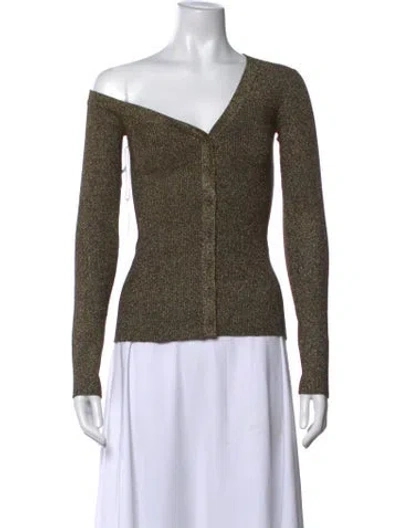 Pre-owned Staud V-neck Sweater In Black/gold/metallic