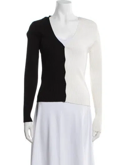 Pre-owned Staud V-neck Sweater In Black/white