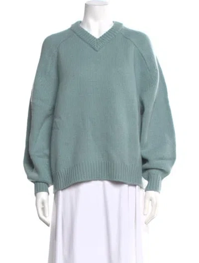 Pre-owned Staud V-neck Sweater In Blue