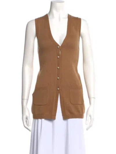 Pre-owned Staud V-neck Sweater In Brown