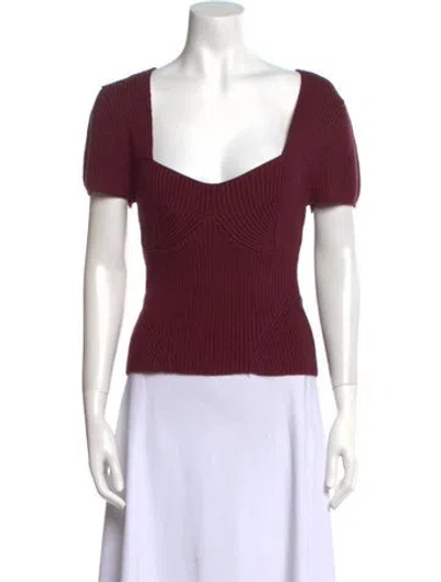 Pre-owned Staud V-neck Sweater In Burgundy