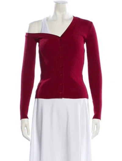 Pre-owned Staud V-neck Sweater In Burgundy