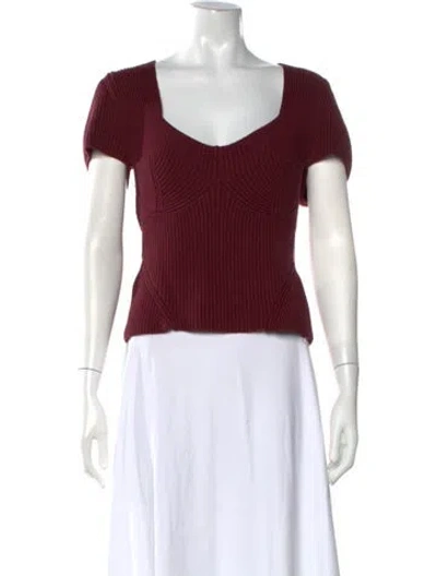 Pre-owned Staud V-neck Sweater In Burgundy