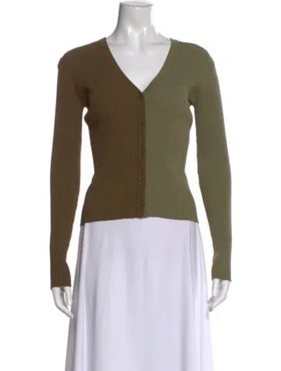 Pre-owned Staud V-neck Sweater In Green