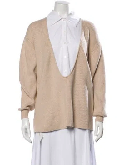 Pre-owned Staud V-neck Sweater In Neutral