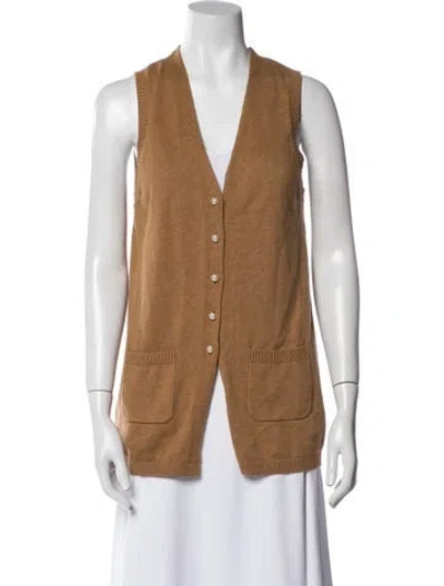 Pre-owned Staud V-neck Sweater W/ Tags In Brown