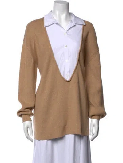 Pre-owned Staud V-neck Sweater W/ Tags In Neutrals