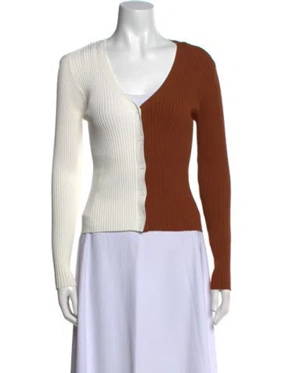 Pre-owned Staud V-neck Sweater In White