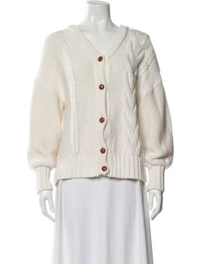 Pre-owned Staud V-neck Sweater In White