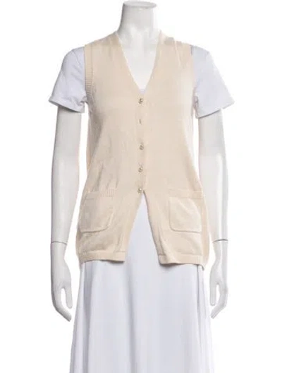 Pre-owned Staud V-neck Sweater In White