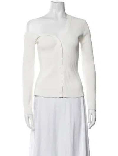 Pre-owned Staud V-neck Sweater In White