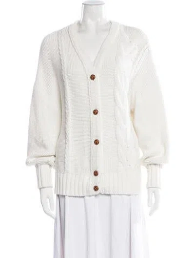 Pre-owned Staud V-neck Sweater In White