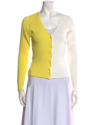 Pre-owned Staud V-neck Sweater In Yellow