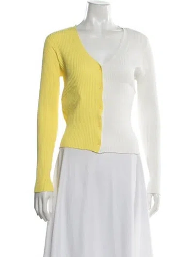 Pre-owned Staud V-neck Sweater In Yellow