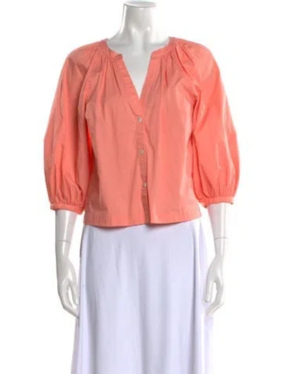 Pre-owned Staud V-neck Three-quarter Sleeve Blouse In Pink