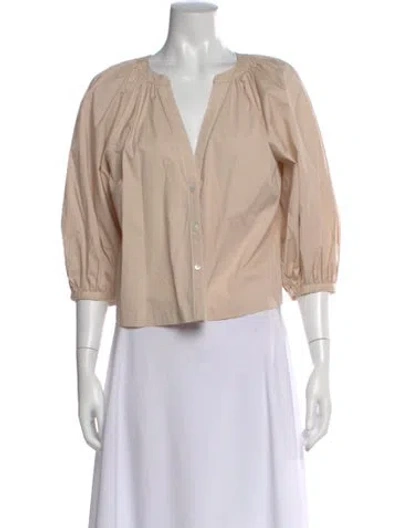 Pre-owned Staud V-neck Three-quarter Sleeve Blouse In Pink