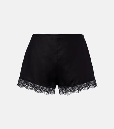 Staud Von Lace-trimmed Linen Shorts In Black