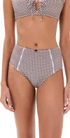 Staud Wailea Bikini Bottoms Dark Chocolate Micro Check In Dark Chocolate Micro Check