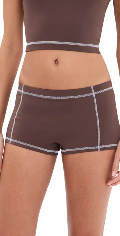 Staud Wake Swim Shorts Java In Brown