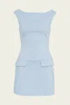 Staud Walker Mini Dress In Sky Micro Check