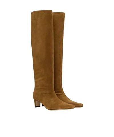 Staud Wally 45mm Suede Boots In Brown