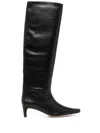 Staud Wally 50mm Knee-high Leather Boots In Black