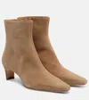 Staud Wally 55 Suede Ankle Boots In Beige