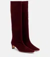 Staud Wally 55 Suede Knee-high Boots In Burgundy