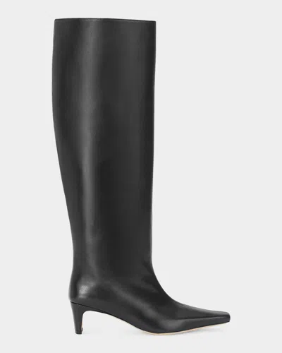 Staud Wally 55mm Leather Wide-calf Boot In Black