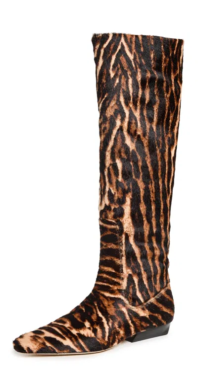 Staud Wally Flat Boots Lady Leopard