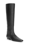 Staud Wally Flat Knee High Boot In Black