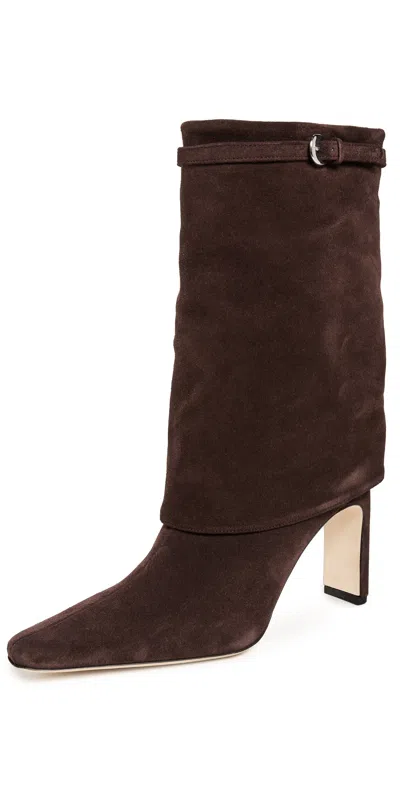 Staud Wally Foldover Mid-calf Boots Espresso In Brown