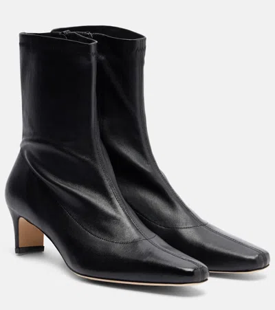 Staud Wally Leather Ankle Boots In Black