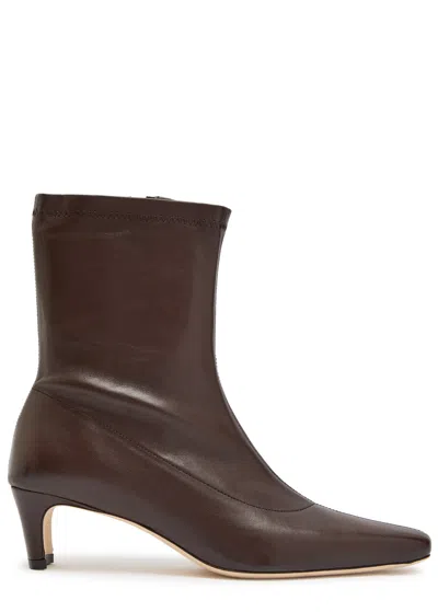 Staud Wally Leather Ankle Boots In Brown