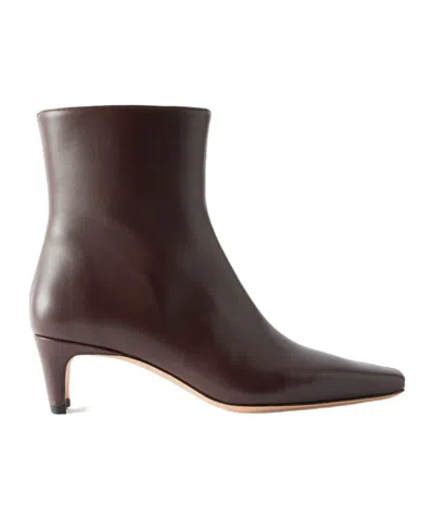 Staud Wally Leather Ankle Boots In Brown