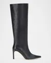 Staud Wally Leather Knee-high Boots In Black
