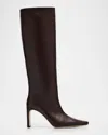 Staud Wally Leather Knee-high Boots In Brown