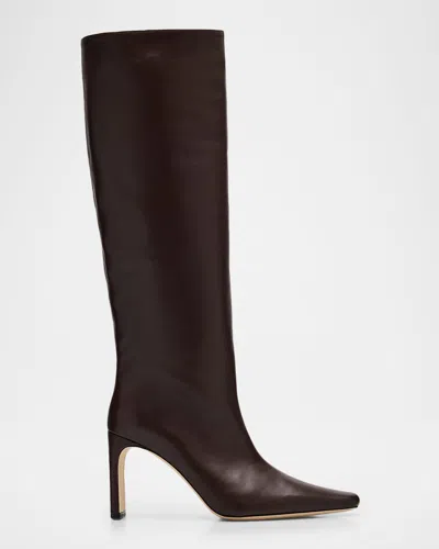 Staud Wally Leather Knee-high Boots In Brown