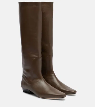 Staud Wally Leather Knee-high Boots In Brown