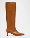 Staud Wally Leather Knee-high Boots In Brown