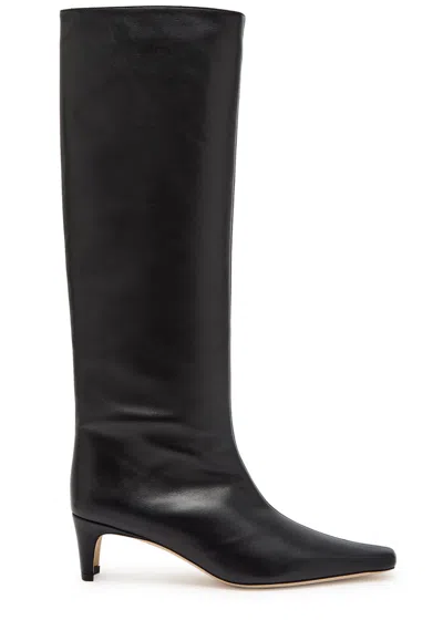 Staud Wally Leather Knee-high Boots In Black