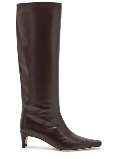 Staud Wally Leather Knee-high Boots In Brown