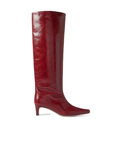 Staud Wally Leather Knee-high Boots In Burgundy